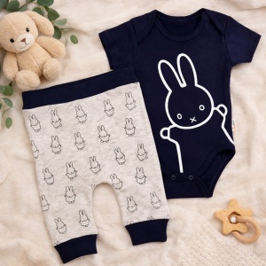 Compleu Bebe „Babywood Iepuraș” - 2 Piese,Culoare Negru