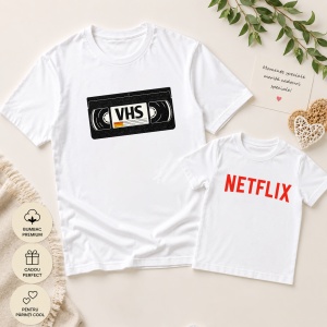 Set Tricouri Tată & Copil „VHS vs Netflix''
