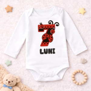 Body Bebe Aniversar „Lady Bug” - Mesaj Aniversar 7 luni- 1 an