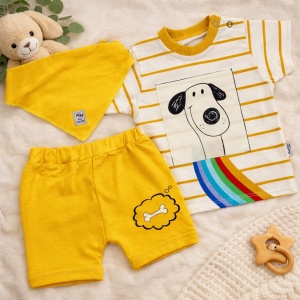 Compleu Bebe „Happy Dog” - 2 Piese,Culoare Galben