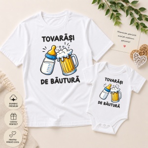 Set Tricouri Tată & Bebe „Tovarăși de băutură”