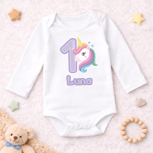 Body Bebe Aniversar „Unicorn” - Mesaj Aniversar 1-6 luni