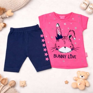 Compleu Bebe „Bunny Love” - 2 Piese, Culoare Roz