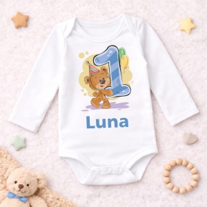 Body Bebe Aniversar „Ursulet albastru” - Mesaj Aniversar 1-6 luni