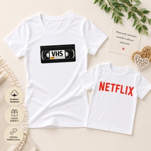 Set Tricouri Mamă & Copil „VHS vs Netflix''