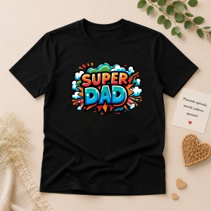 Tricou negru „Super Dad”