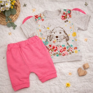 Compleu Bebe Iepuraș Floral Roz Deschis
