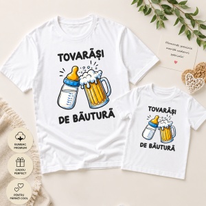 Set Tricouri Tată & Copil „Tovarăși de băutură”