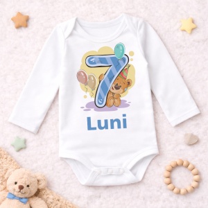 Body Bebe Aniversar „Ursulet albastru” - Mesaj Aniversar 7 luni- 1 an