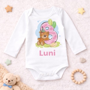 Body Bebe Aniversar „Ursulet roz” - Mesaj Aniversar 7 luni- 1 an - Img 2