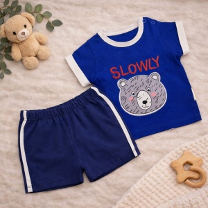 Compleu Bebe Ursuleț Slowly Albastru