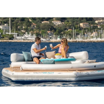 Yachtbeach Pavilion Lounge Setup Platform 4.10, Table, Sofa, Backrest, Flat Mesh Cover