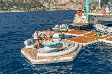 Yachtbeach Pavilion Lounge Setup Platform 4.10, Table, Sofa, Backrest, Flat Mesh Cover - Img 2