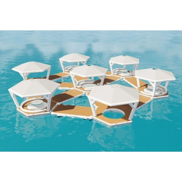 Yachtbeach Pavilion Beachclub Setup Platform 4.10, Tent, Table, Sofa, Backrest, Flat Mesh Cover - Img 2