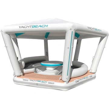 Yachtbeach Pavilion Beachclub Setup Platform 4.10, Tent, Table, Sofa, Backrest, Flat Mesh Cover