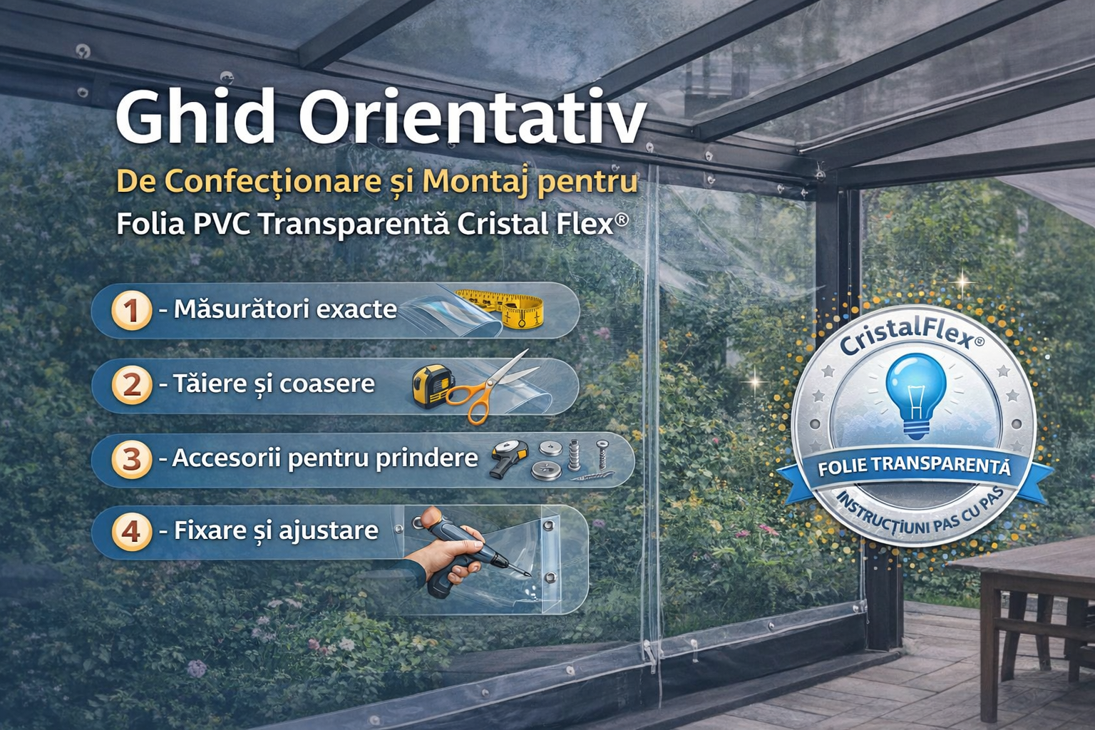 Ghid orientativ de confecționare și montaj pentru folia PVC transparentă Cristal Flex®