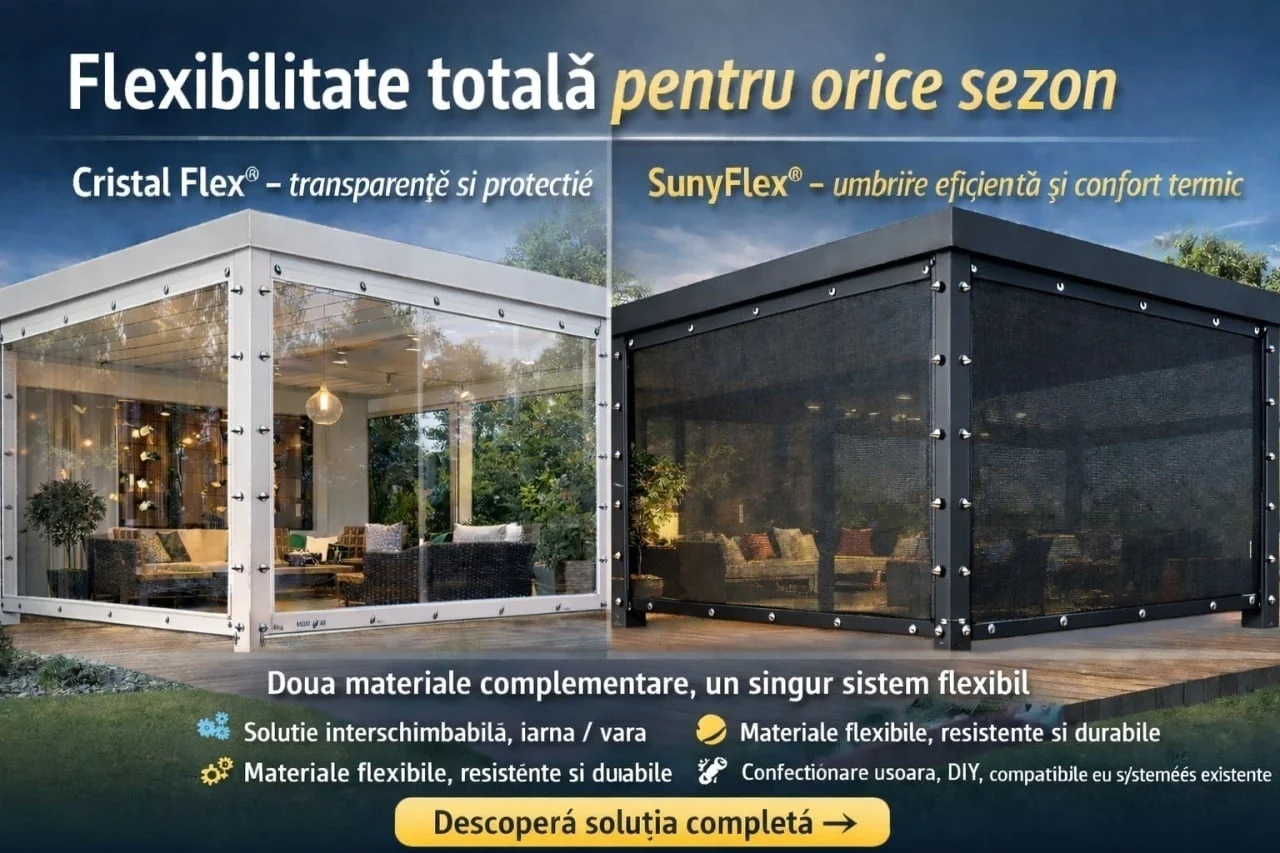 Tu folosești terasa, tot anul? Bucură-te de terasa ta tot anul — Cristal Flex® toamnă/iarnă, SunyFlex® primăvară/vară