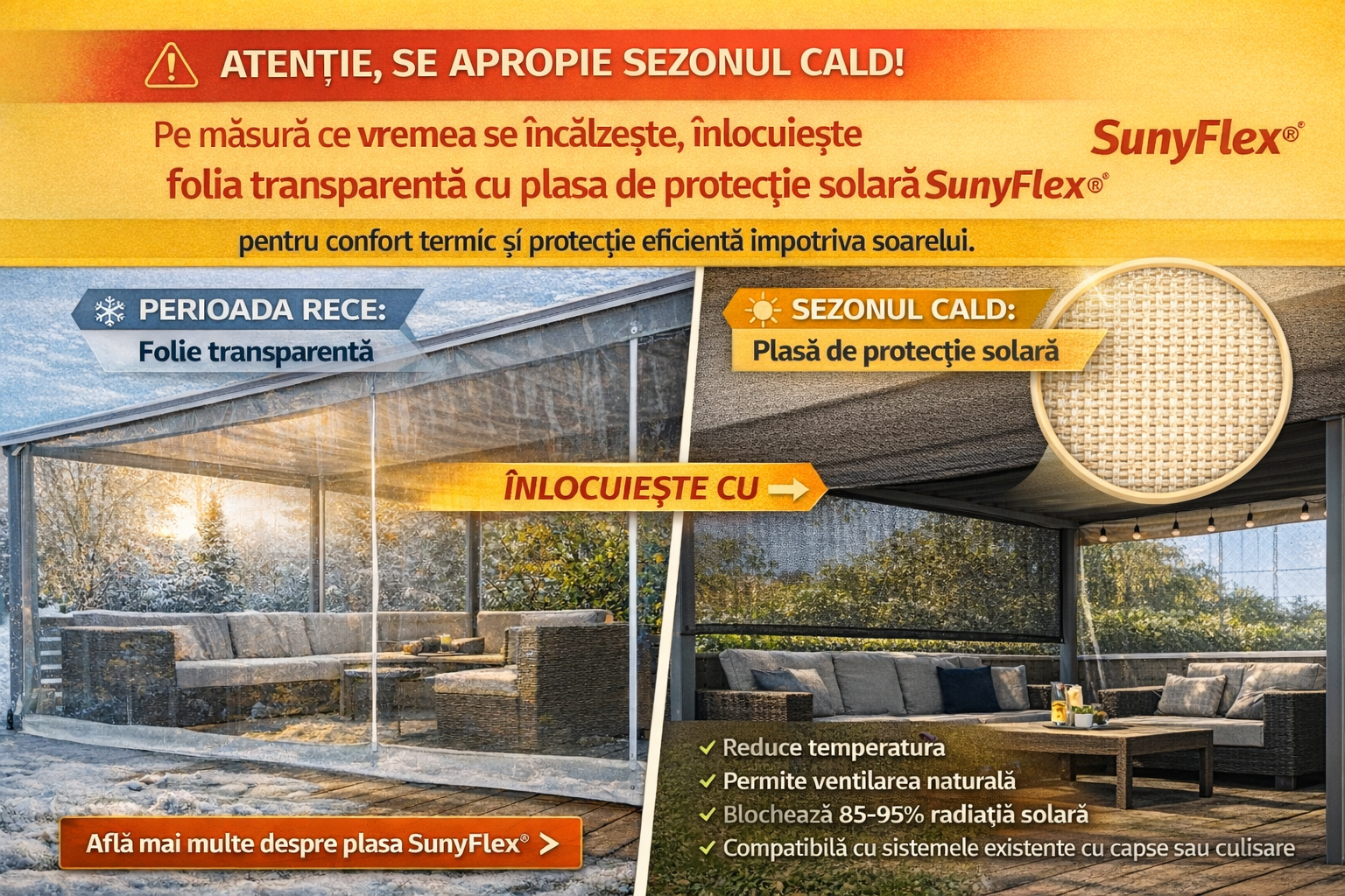 Pregătește-te... a venit primăvara, urmează vara. SunyFlex® e pregatit,…tu esti ?