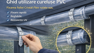 Curelușe pentru fixarea foliei PVC transparente rulate sus