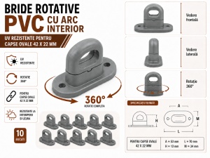 Bride butoni rotativi gri, set 10 bucăți, compatibile capse ovale 42 x 22 mm