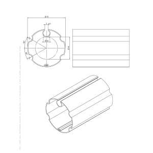 Tub rulou Ø70 mm pentru copertină și închidere terasă, oțel zincat 0,8 mm, cu canal – bară 6 m - Img 2