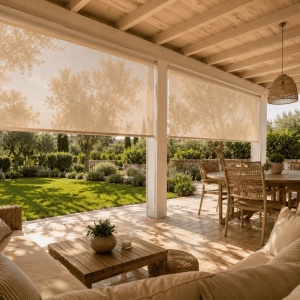 Screen protecție solară terasă – SunyFlex® 3.0 × 30 m Crem - Img 3