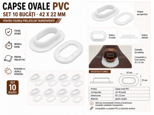 Detaliu capsă ovală 42 x 22 mm pentru folie transparentă terasă