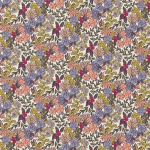 Bumbac Imprimat Digital Flori - Seasons Peach & Khaki