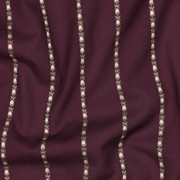 Material Bumbac Dobby Imprimat - Flower & Stripes Burgundy