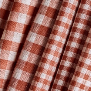 Material Bumbac Yarn Dyed cu Două Fețe Carouri Vichy - Off-White Chestnut