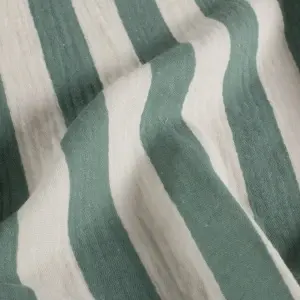 Material Muselină Imprimată Dungi Verde, 100% bumbac
