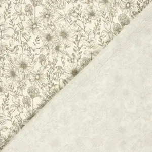 Material Muselină Imprimată Flori Botanice, 100% bumbac - Off White - Img 4