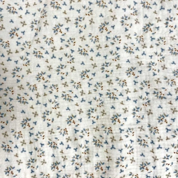 Material Muselină Imprimată Floricele, 100% bumbac - White & Natural Multicolor - Img 2