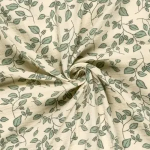 Material Muselină Imprimată Frunze, 100% bumbac - Img 3
