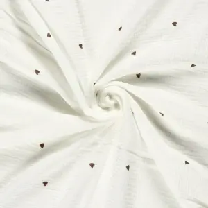 Material Muselină Imprimată Inimioare, 100% bumbac - Img 2