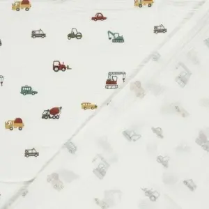 Material Muselină Imprimată Vehicule, 100% bumbac - Off White - Img 4