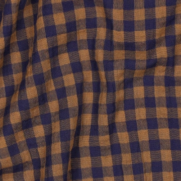 Material Muselină Yarn Dyed Dungi și Carouri, 100% bumbac - Navy