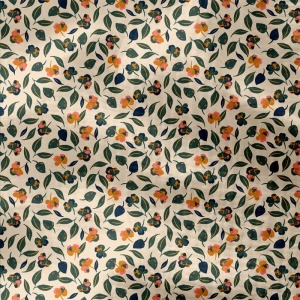 Muselina Imprimata Flori - Latte & Green