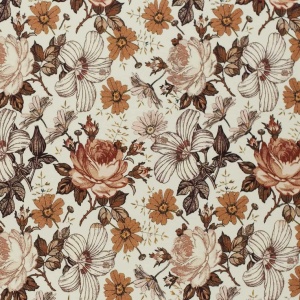Poplin Premium Imprimat Digital Flori - English Garden Cacao