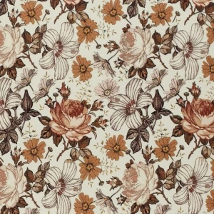 Poplin Premium Imprimat Digital Flori - English Garden Cacao