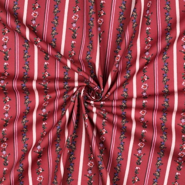 Poplin Premium Imprimat Digital Flori si Dungi - Burgundy - Img 3