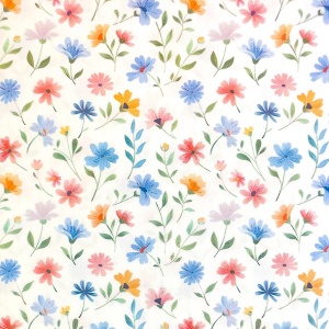 Poplin Premium Imprimat Digital Floricele - Blue