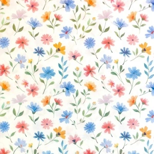 Poplin Premium Imprimat Digital Floricele - Blue
