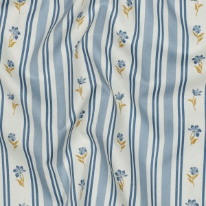 Poplin Premium Imprimat Dungi si Flori - Blue - Img 2