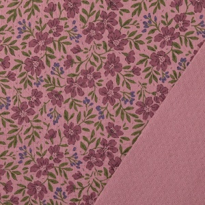 Bumbac gros imprimat cu flori - Old Pink - Img 3