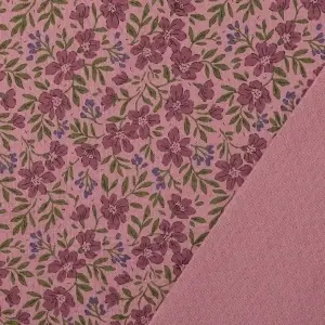 Material Bumbac gros imprimat cu flori - Old Pink - Img 3