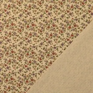 Material Bumbac gros imprimat cu floricele - Nude - Img 3
