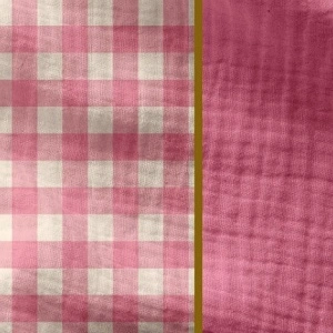 Material Muselină Două Fețe Yarn Dyed Carouri Vichy, 100% bumbac - Candy