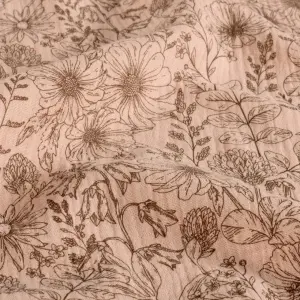 Material Muselină Imprimată Flori, 100% bumbac - Old Pink - Img 3