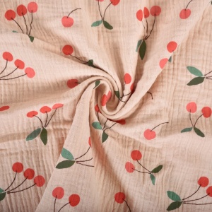 Muselina Imprimata Cirese- Pink & Red